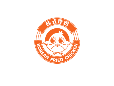 橙色卡通炸鸡餐饮美食徽章logo设计