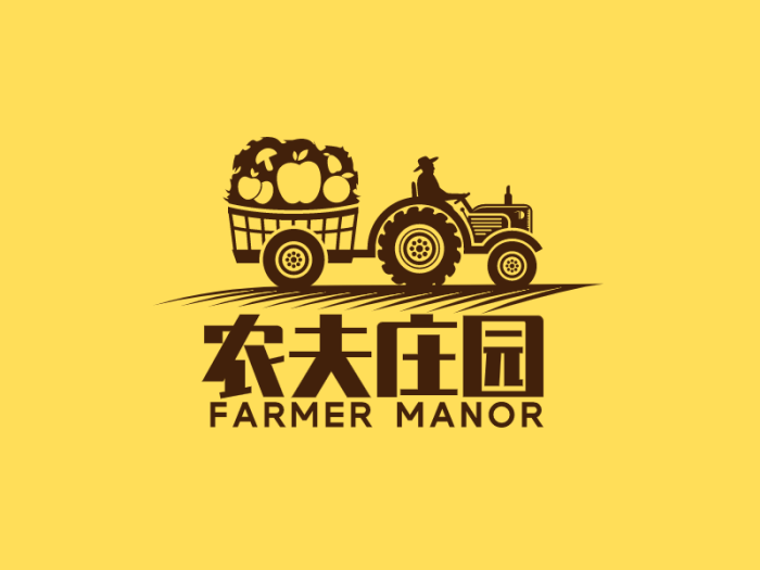 黑色创意车夫农场庄园果园徽章logo设计