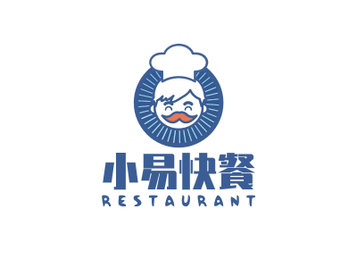 卡通小易快餐店铺厨师人物logo设计