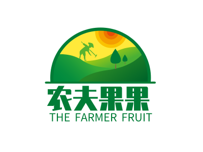 绿色农场手绘插画图标标志logo设计