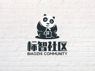 黑色熊猫社区家居装饰动物logo设计