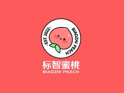 可爱卡通水果蜜桃徽章logo设计