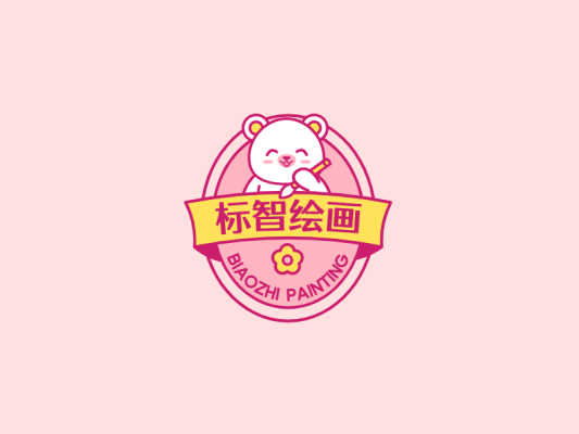卡通可爱小熊教育徽章logo设计