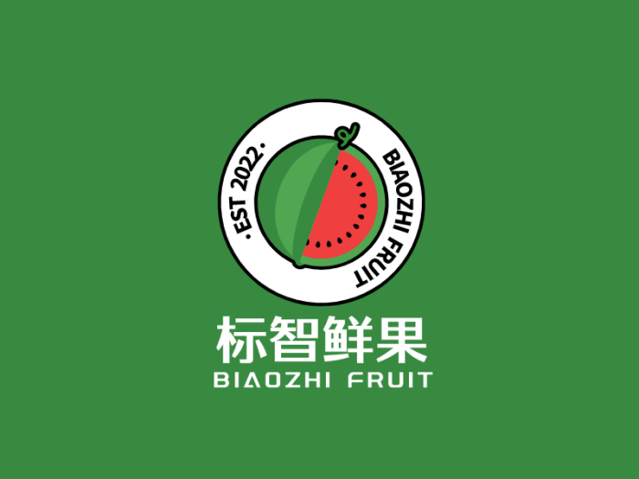简约水果西瓜徽章logo设计