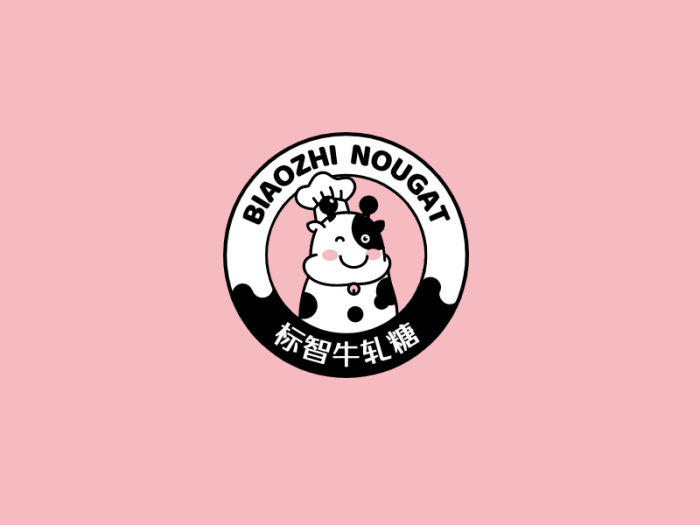 可爱卡通奶牛徽章logo设计