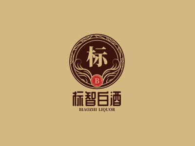 中式徽章酒logo设计