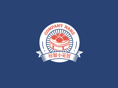 国潮复古餐饮徽章logo设计