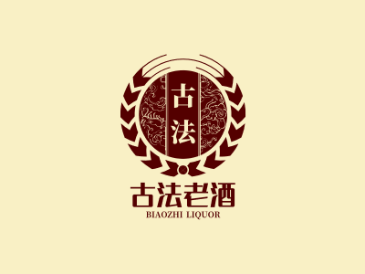 中式徽章酒logo设计