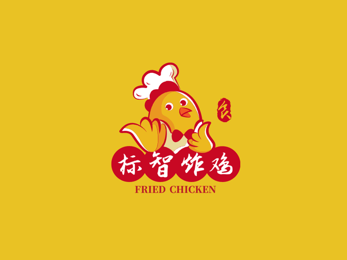 卡通创意鸡餐饮厨师logo设计