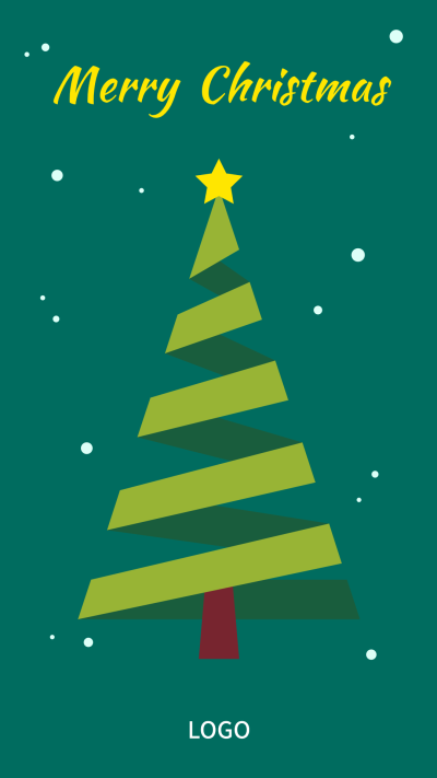 绿色圣诞节卡通圣诞树海报