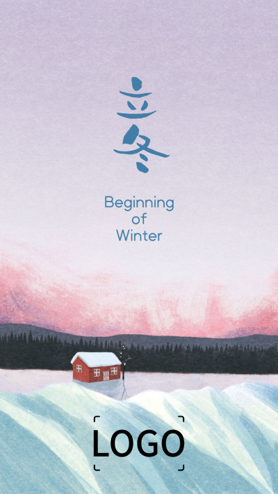24节气立冬风景手机海报设计