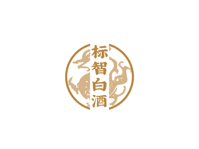 中式传统龙徽章logo设计