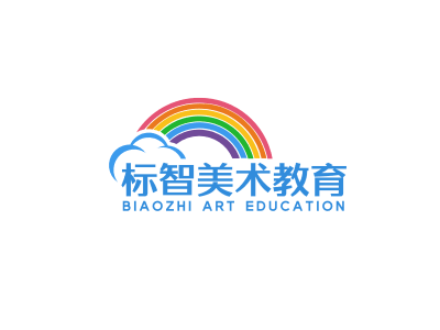 创意卡通彩虹美术教育logo设计