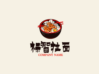 创意国潮插画餐饮米粉面馆logo设计