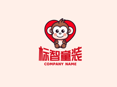 卡通手绘猴子童装logo设计