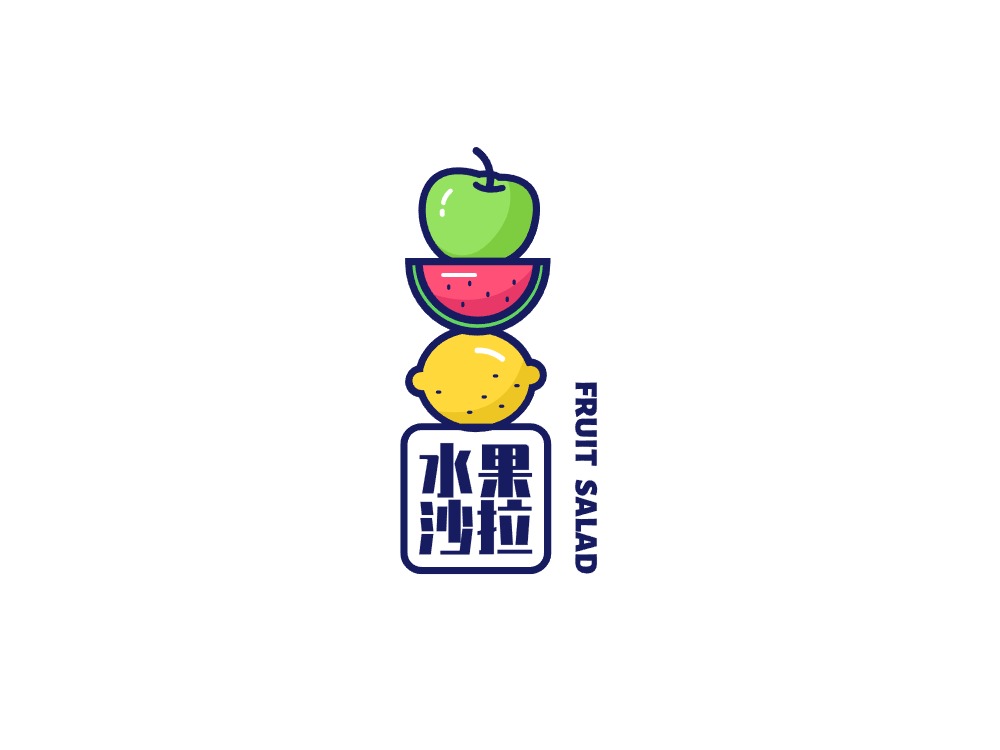 蓝色卡通简约生鲜水果产品商标店铺logo设计LOGO设计