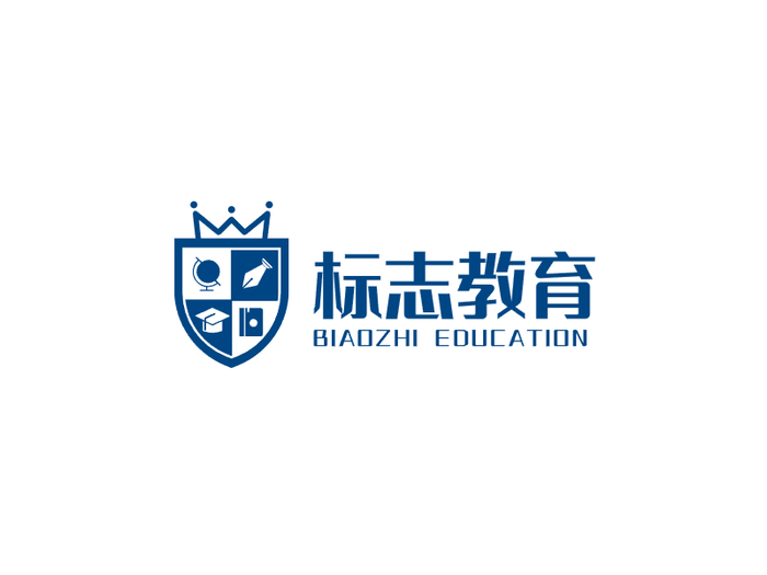 蓝色英伦教育徽章logo设计