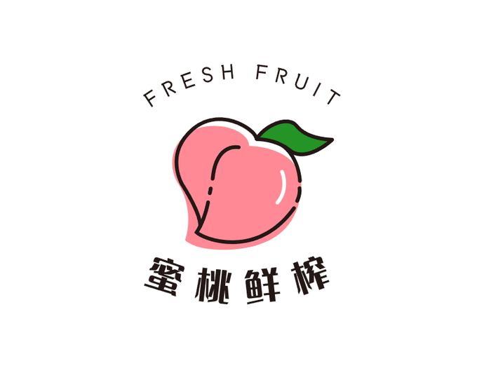 粉色蜜桃奶茶店铺logo设计
