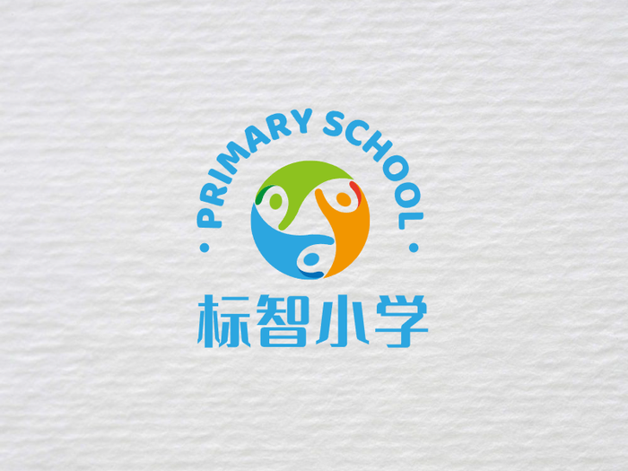 蓝色活泼小学班级校园徽章logo设计