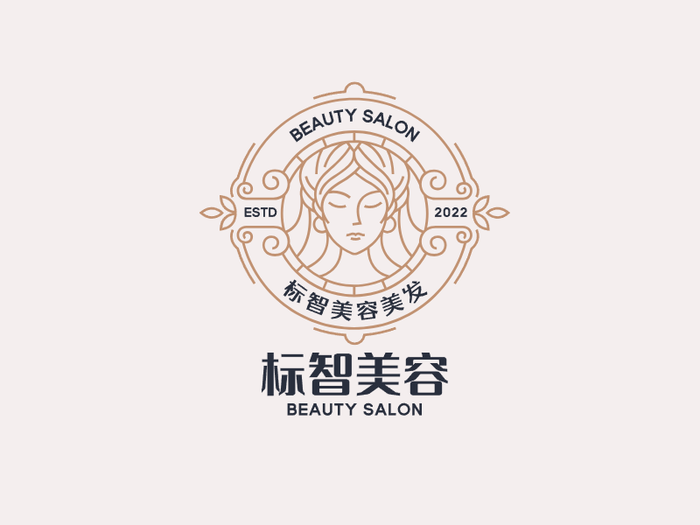 简约文艺女人徽章美容logo设计