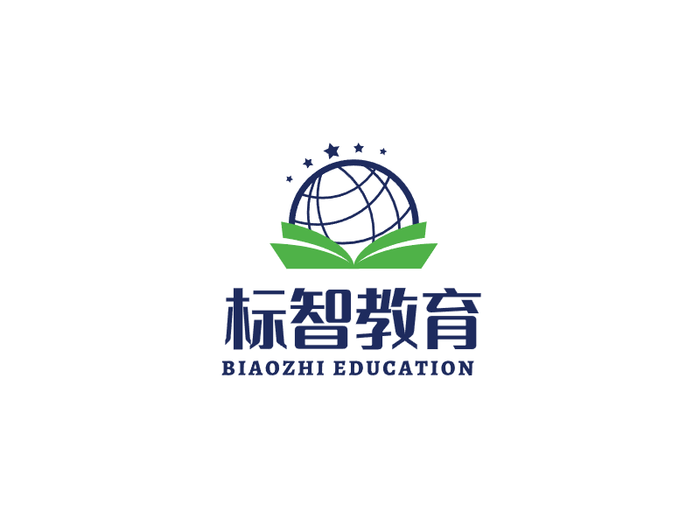 蓝色创意地球书籍教育行业logo设计
