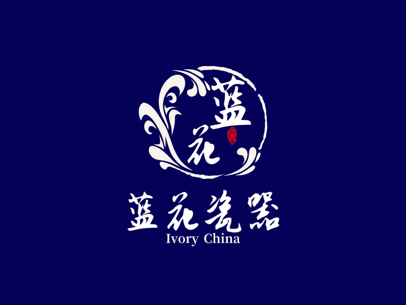 蓝花瓷器logo标志设计